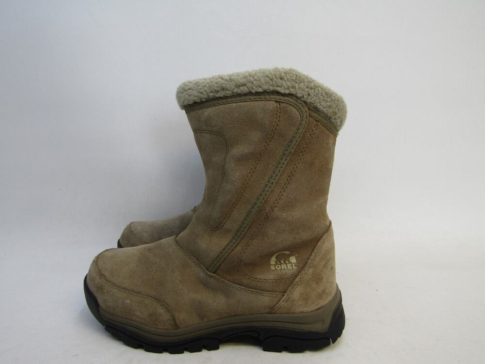 Sorel Womens Size 8 Brown Suede Zip Insulation Mid Calf Fashion Winter Boots